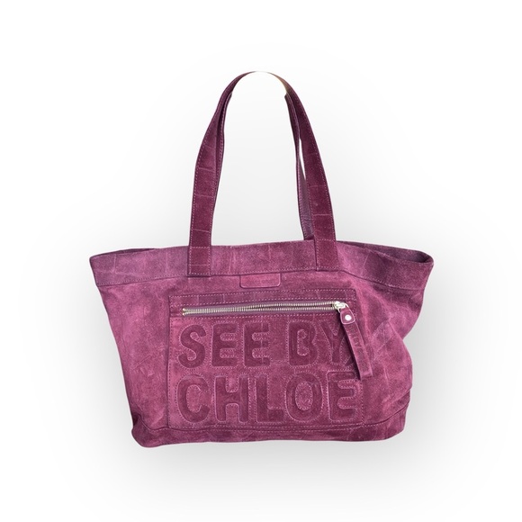 See By Chloe Burgundy Textured Tote Bag - Picture 3 of 16